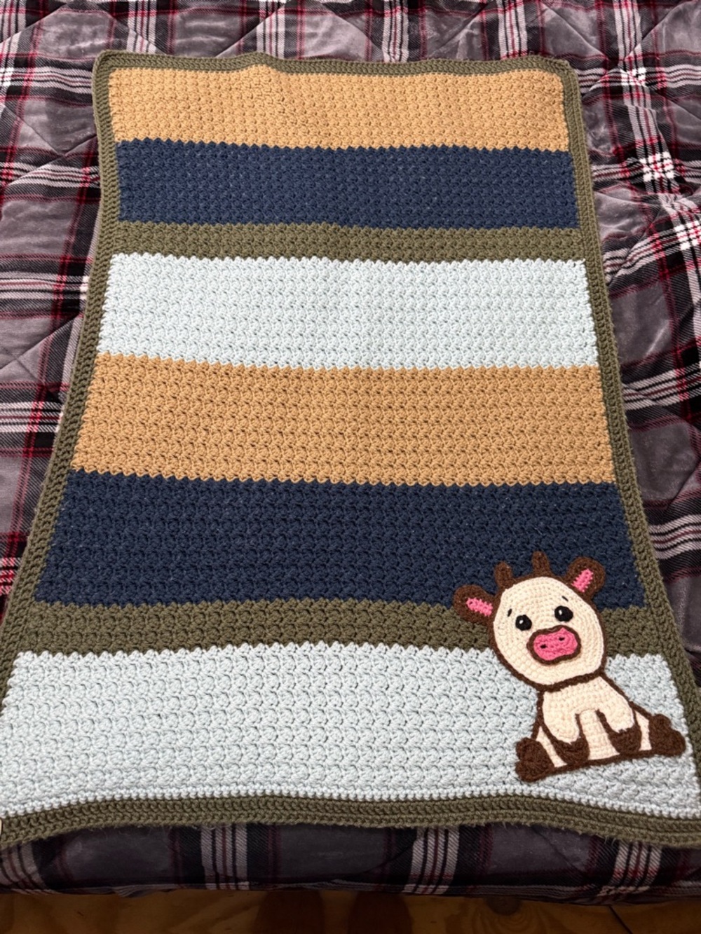 Handmade crotched cow blanket